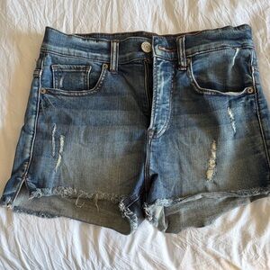 Express Blue Jean Shorts with Frayed Hem